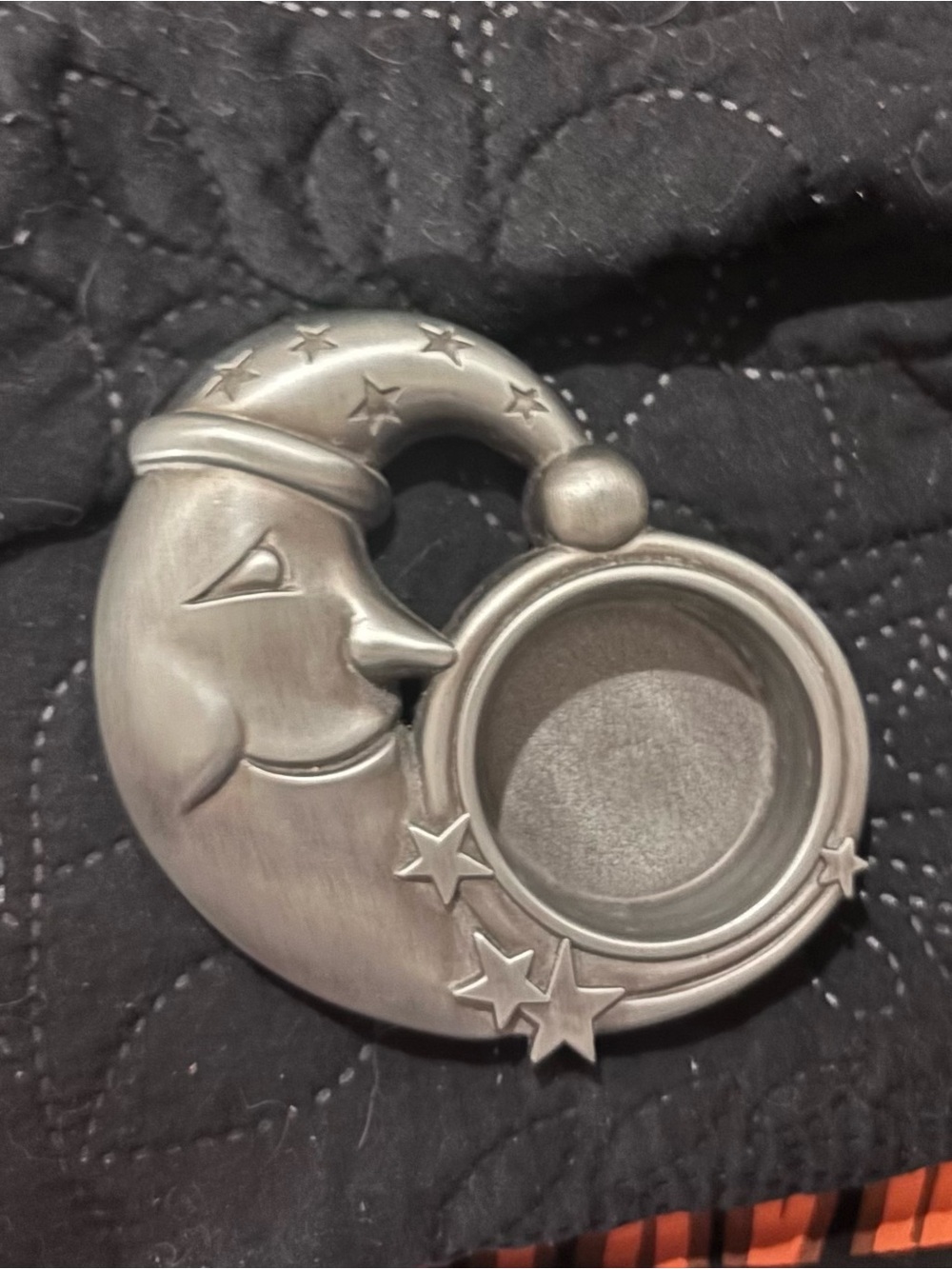 Moon & Stars Pewter Votive Holder - Silver